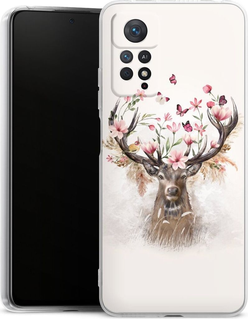 DeinDesign Handyhülle für Xiaomi Redmi Note 11 Pro 5G Silikon Hülle Case Smartphone Schutzhülle Blumen Hirsch Tiere