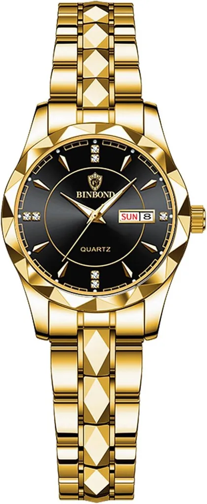 Orologio per le signore, 3ATM impermeabile calendario diamante a forma di orologi al quarzo analogico coppia orologi da donna orologi bracciale in acciaio inox con mani luminose