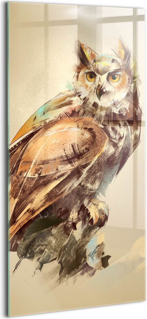 Designer Glasbild - Wandbild - Glas Bild - 60x120 cm - Eule Ist Ein Zeichen Von Gelehrsamkeit Und Weisheit