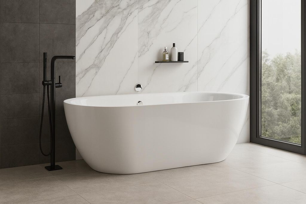 Corciano Freistehende Badewanne Bari 150x75 cm Weiß | Produktbild 
