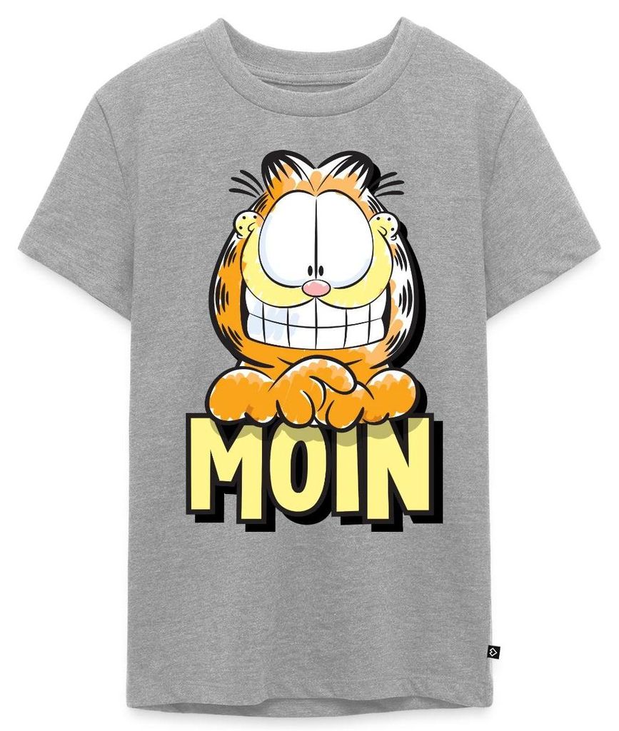Spreadshirt Garfield Moin Nordsee Ostsee Geschenk Teenager Premium T-Shirt, 146/152 (10 Jahre), Grau meliert