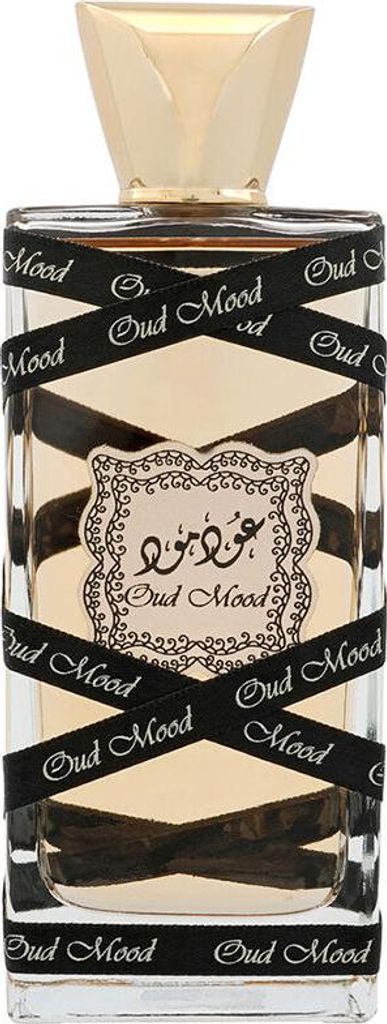 A bottle of Lattafa Oud Mood Eau de Parfum unisex.