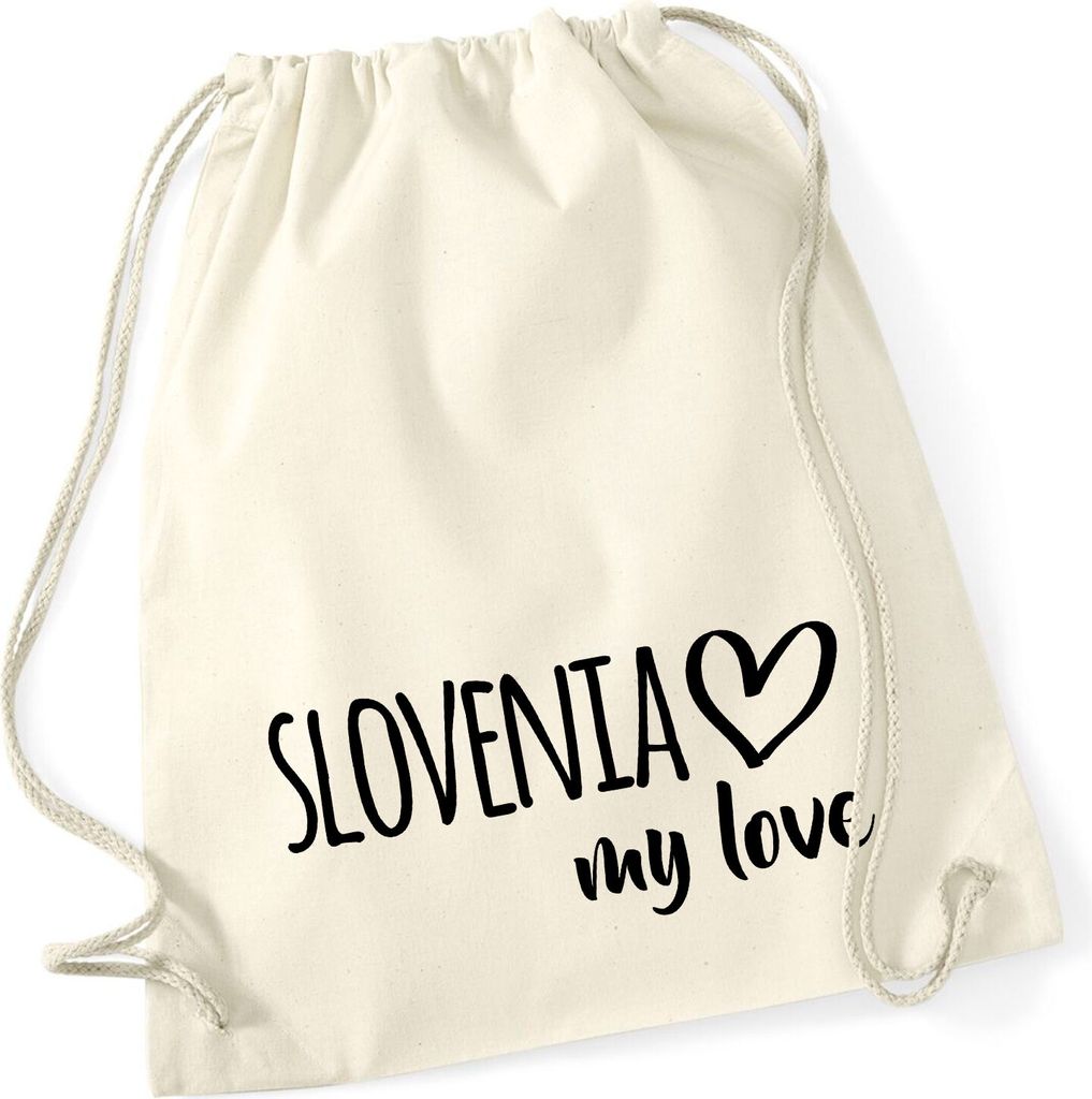 Huuraa Turnbeutel Slovenia my love 12 Liter Natural Baumwolle Rucksack Geschenkidee