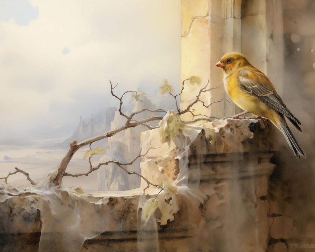 Plakat 50x40cm Kanarienvogel am Rande