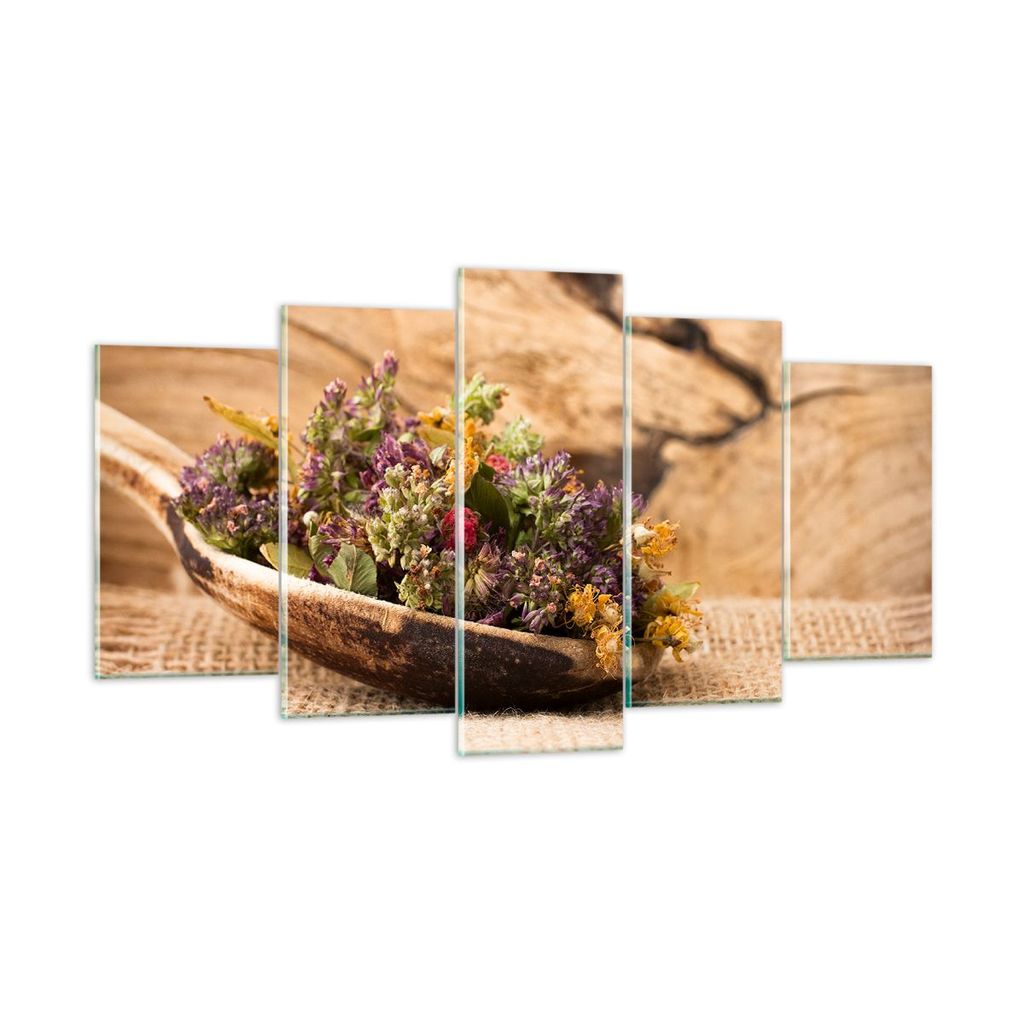 Bilder auf glas - Kraut Tee Bio getrocknete Kräuter - 160x85cm - Glasbilder - Wandbilder - Kunstdruck - Wanddekoration aus Glas - Glas Bilder - Wa...