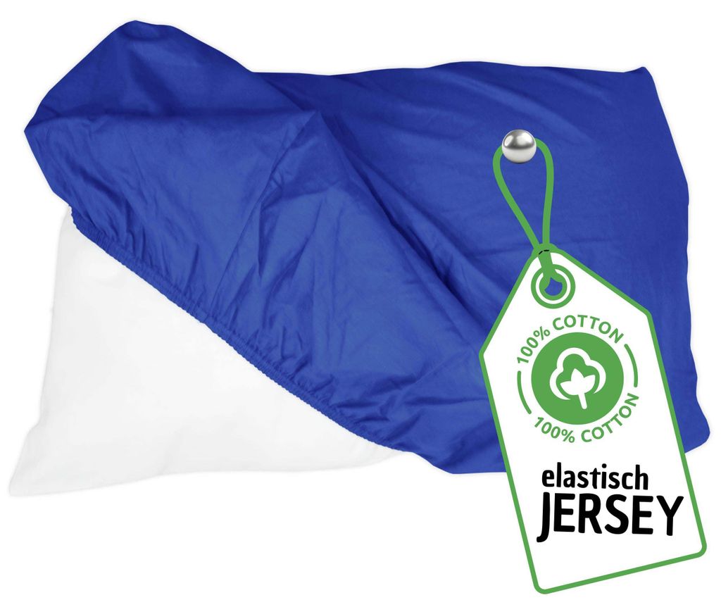 Jersey Spann Kissenbezug 50x70 cm Blau Elastisch – Nackenkissen & Gesundheitskissen Bezug aus 100% Baumwolle mit Rundumgummi - Nackenstützkissen...