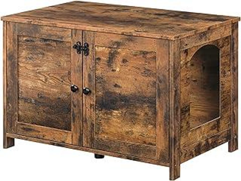 HOOBRO Katzenschrank, Katzenklo Schrank, Katzenhaus mit Tür und separater Trennwand, Sitzbank, Katzenstreu-Aufbewahrungsbox, 78,5 x 44,5 x 46 cm, ...