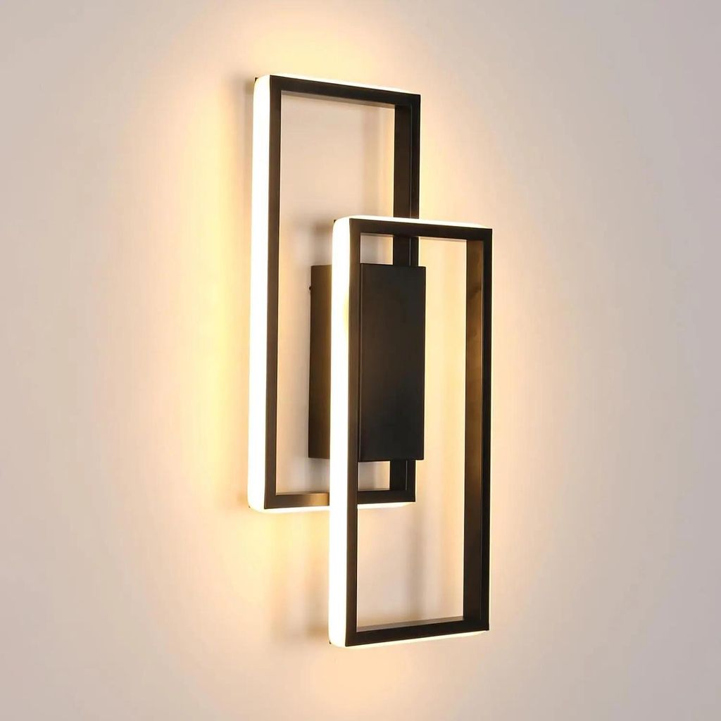 LED Wandleuchte/Wandlampe - Quadratisch, Aluminium - 28 W - 3000 K Warmweiß - Wandmontage - Leuchtmittel inklusive - 220 V - Nicht dimmbar - Schwarz