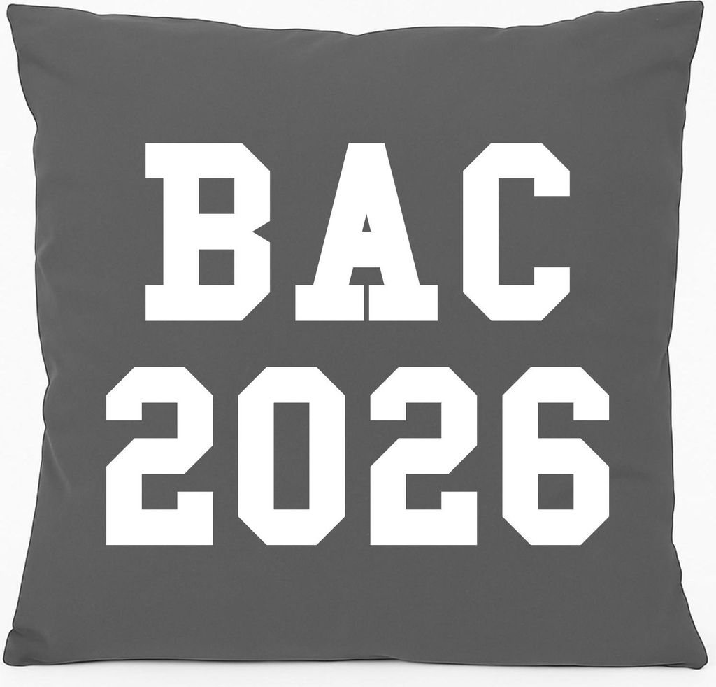 Huuraa Sofakissen BAC 2026 Abschluss Frankreich Geschenk 40x40cm mit Füllung Steel Grey Baumwolle BAC 2026 Mitbringsel
