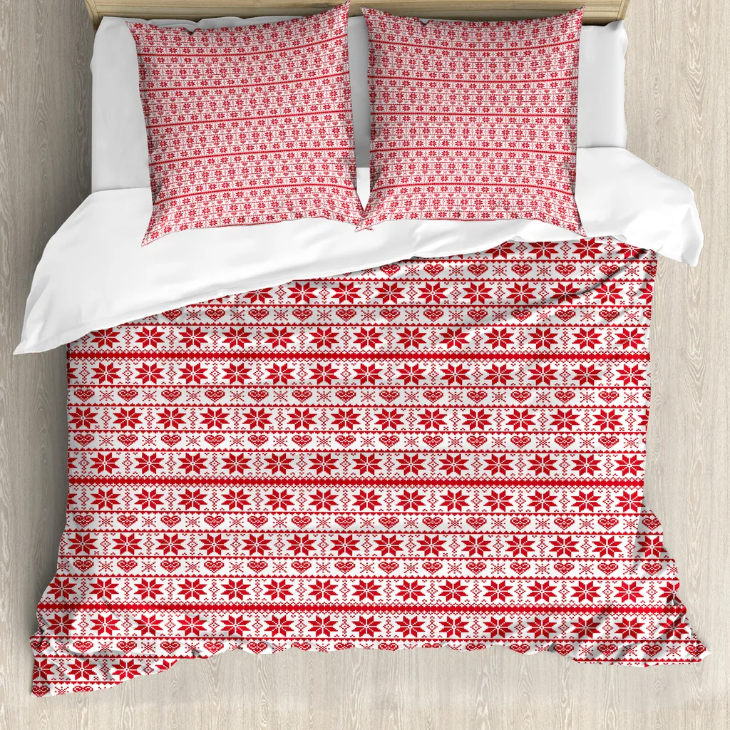 Copripiumino Natalizio Nordic Borders ABAKUHAUS 155x220 Antiacaro Arancio