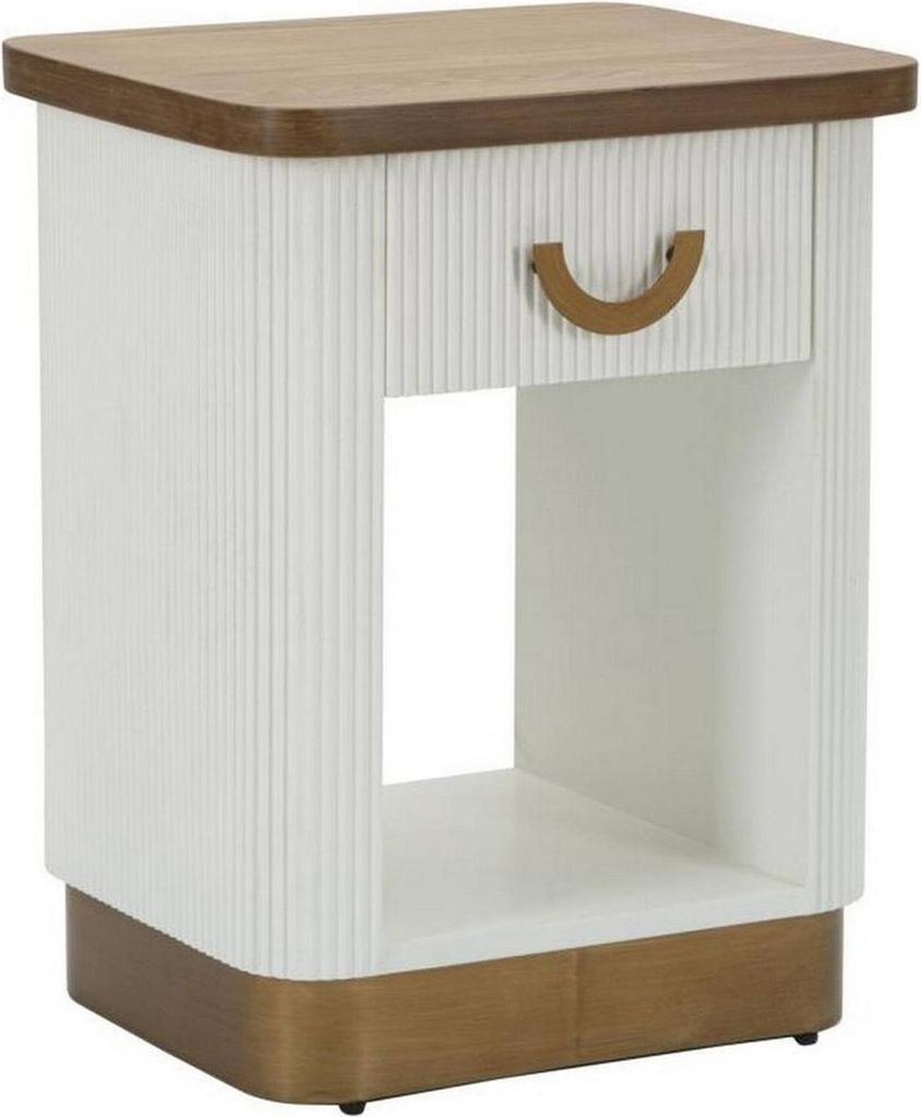 Nachttisch Fagends, Niedrige Kommode, Tisch, Multifunktionaler Nachttisch, 48x40 h62 cm, Weiß und Braun