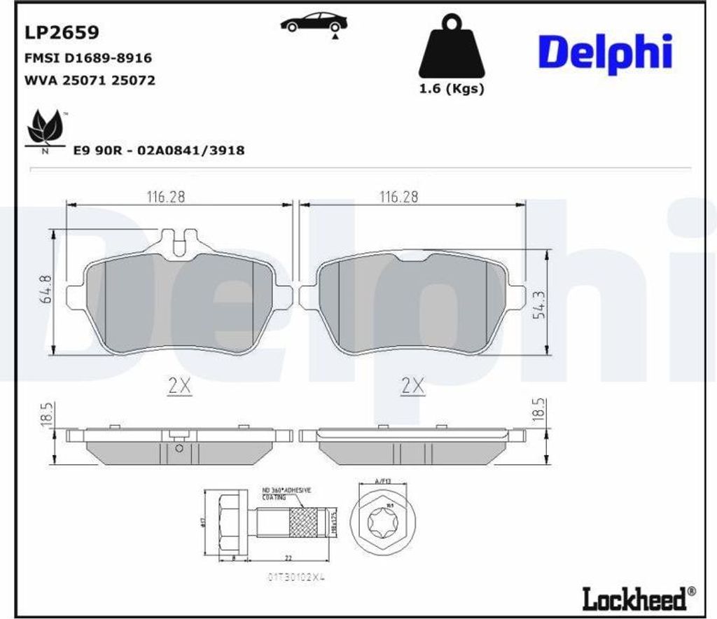 DELPHI Bremsbeläge Satz Hinten Bremsklötze passend für MERCEDES-BENZ S-Klasse Limousine (W222, V222, X222) LP2659
