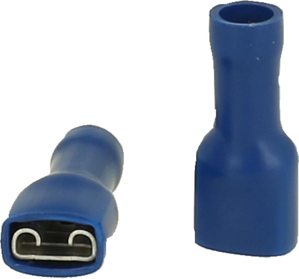 STEX24 Flachsteckhülsen, Steckgröße 6,3 x 0,8mm vollisoliert, mit Isolationscrimp Querschnitt 1,5mm² - 2,5mm² blau - 1