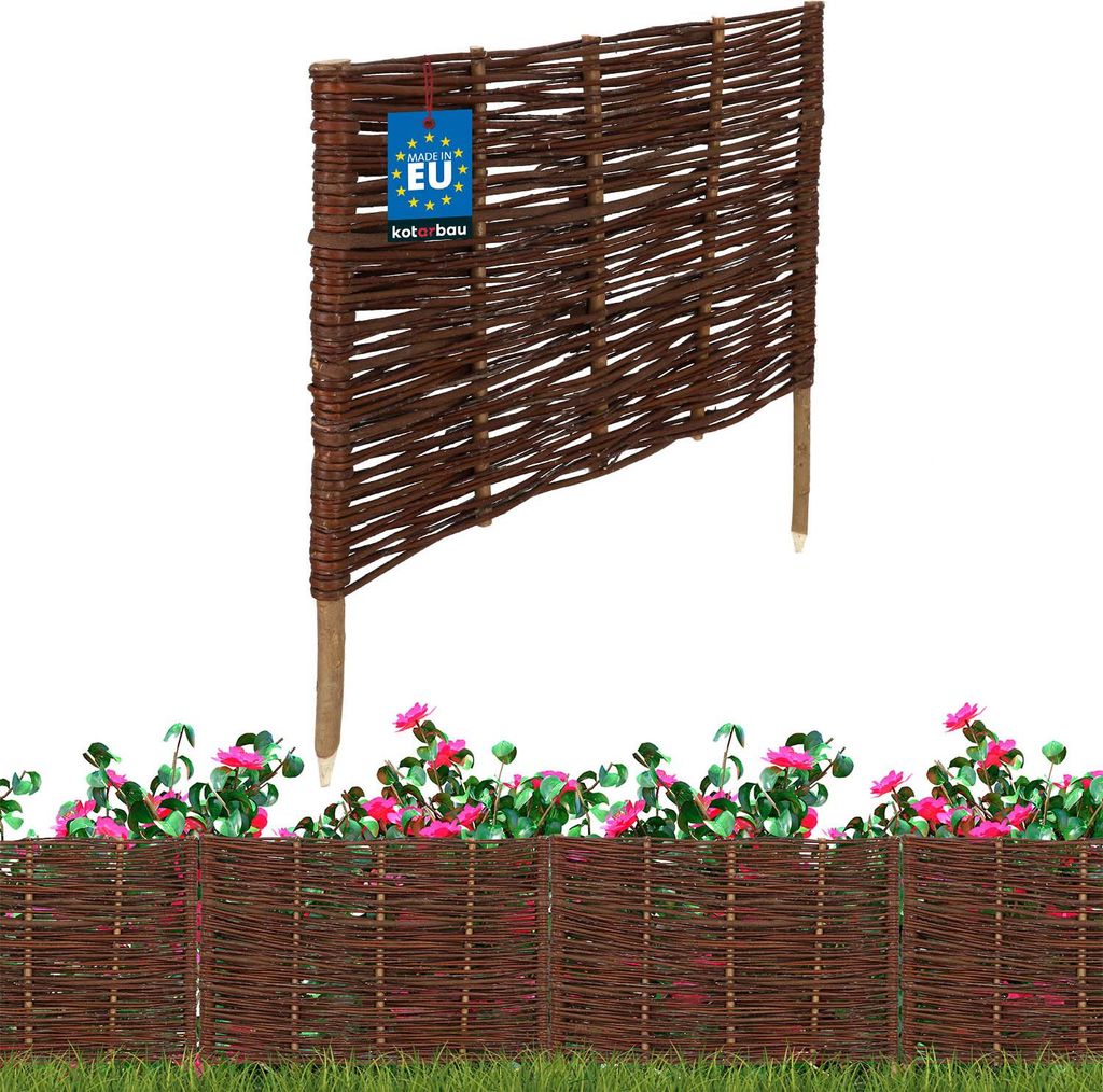 KOTARBAU Beetbegrenzung Weidenzaun 60 x 40 cm Zaun Beeteinfassung Beet Beetumrandung Steckzaun Rasenkante Weide Beeteinfassung Gartenzaun Zum Ste...