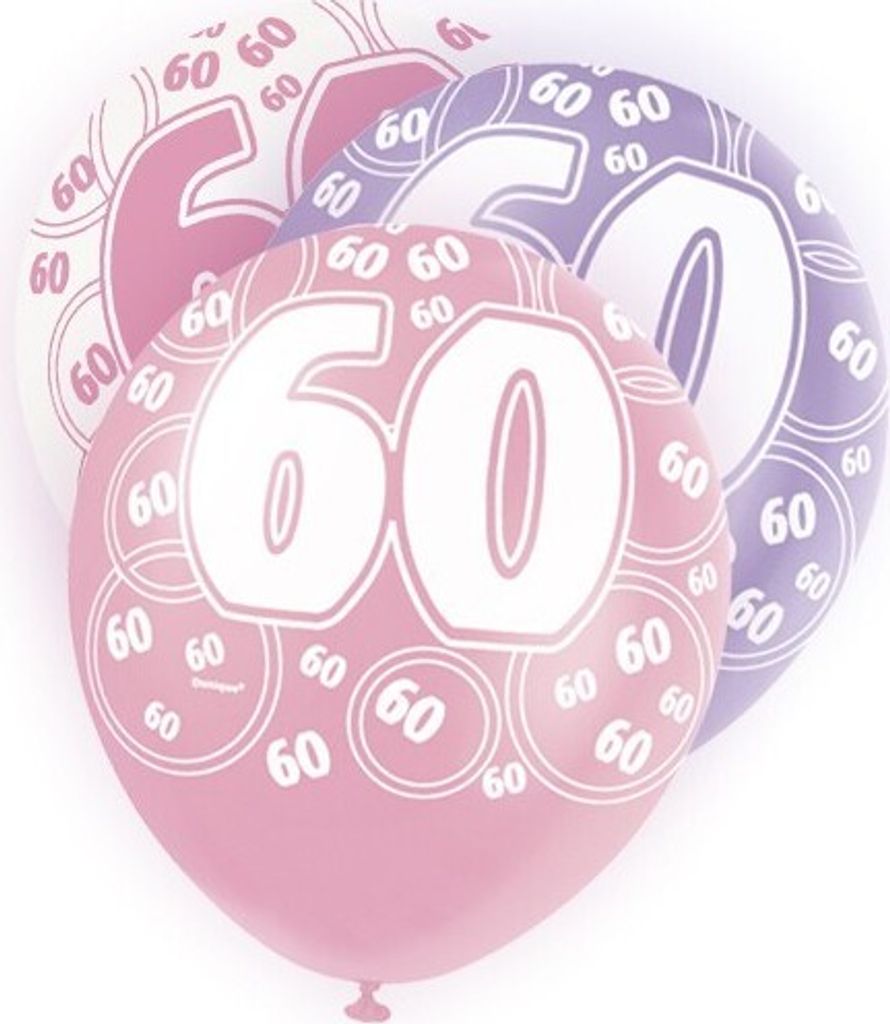 60. Geburtstag | 6 Luftballons pink