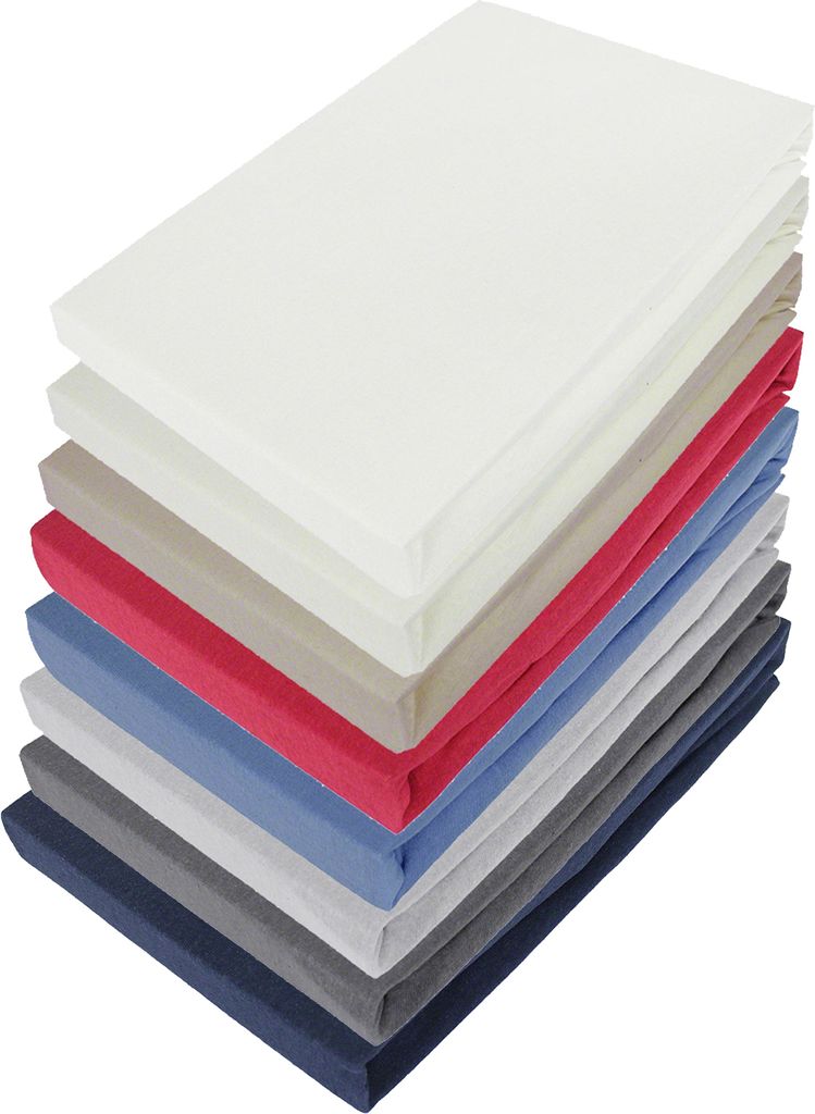 Jersey Spannbettlaken 140x200 cm aus 100% Baumwolle Ecru Produktbild 1