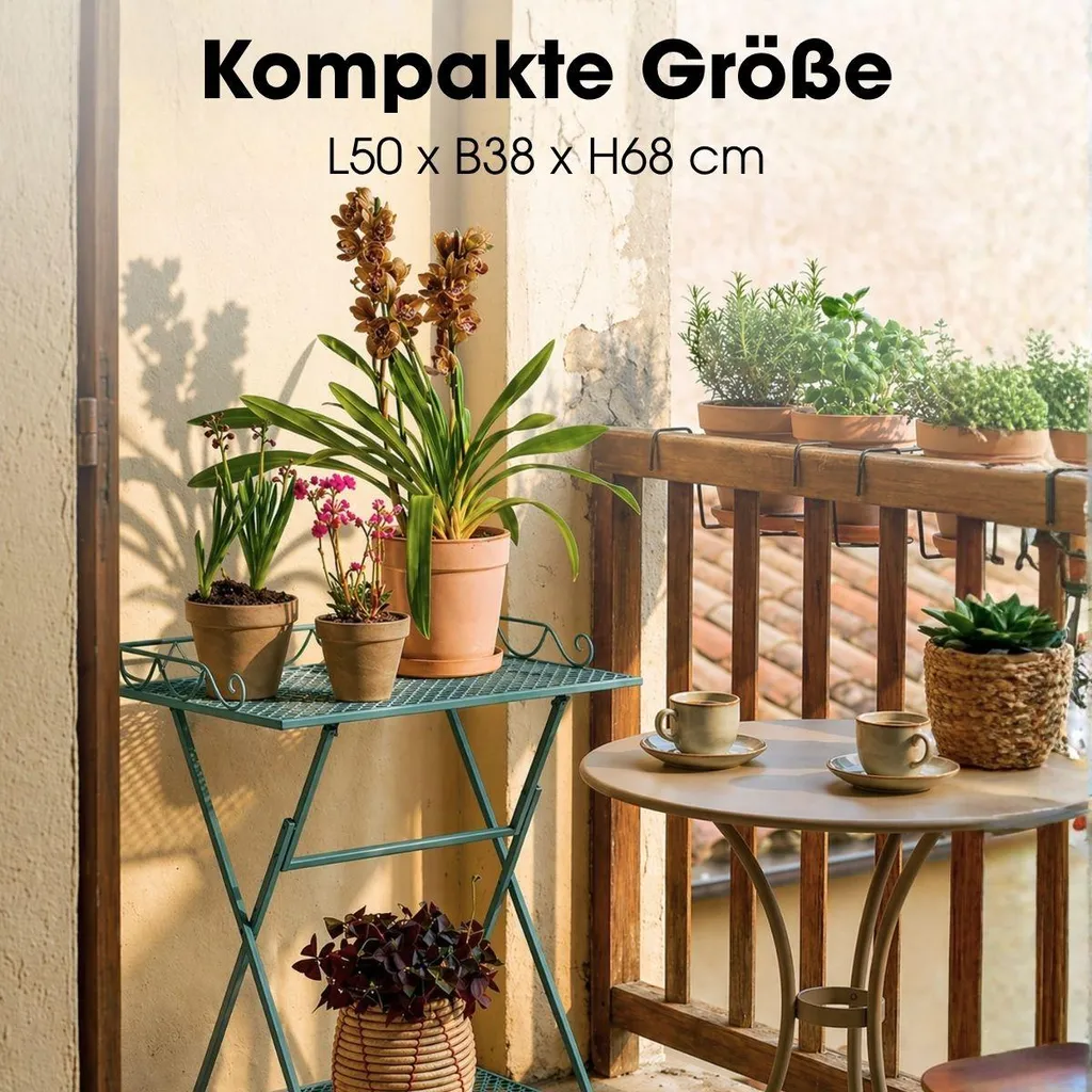 Mobilier de Balcon pour Petits Espaces - Table d'Appoint Verte Fer