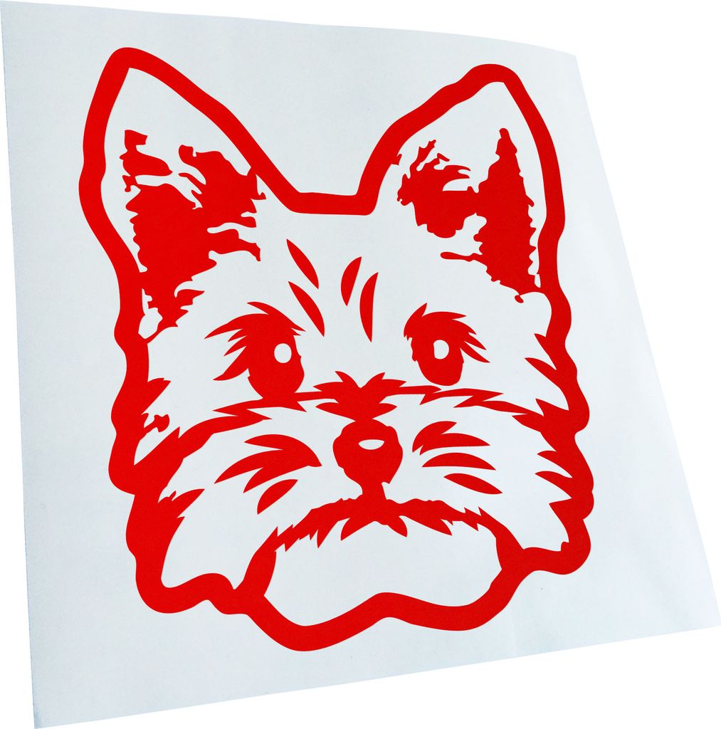 Kiwistar - Autoaufkleber - Yorkshire Terrier Hund - Rot - 40x36cm - Aufkleber für Auto, Laptop, Fahrrad, LKW, Motorrad Mehrfarbig JDM Decal Racing