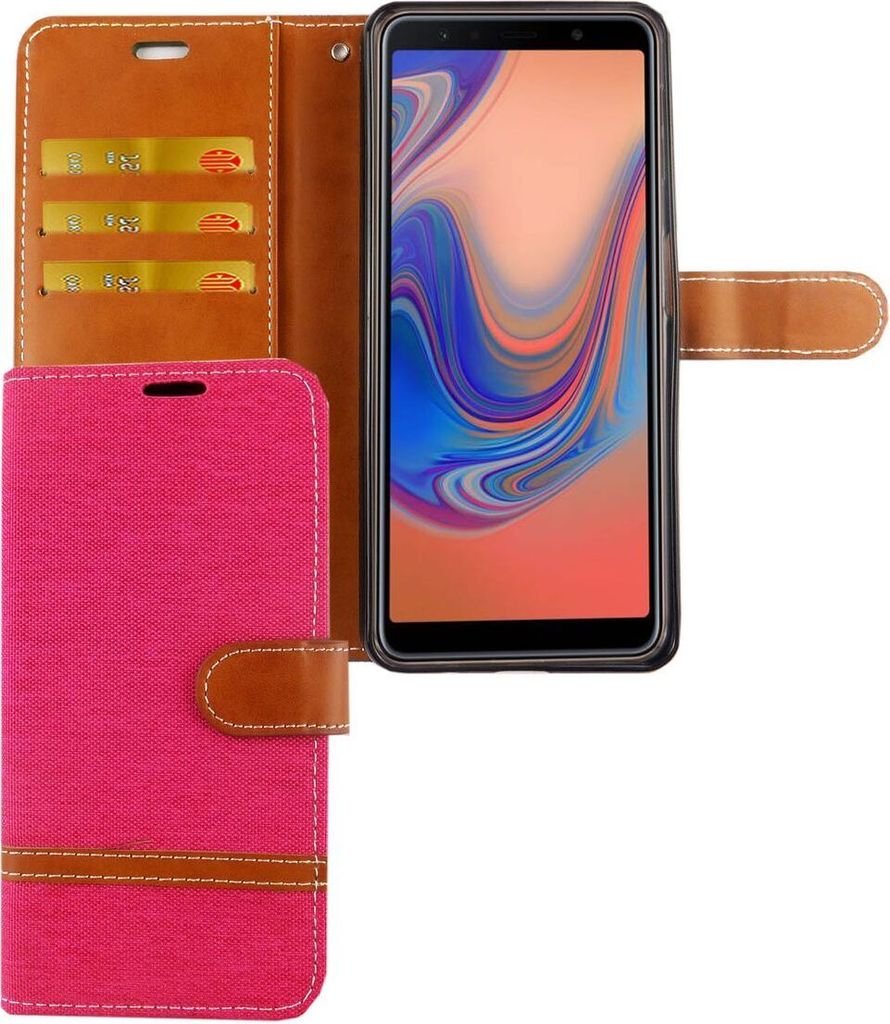 Tasche für Samsung Galaxy A7 2018 Jeans Cover Handy Schutz Produktbild 