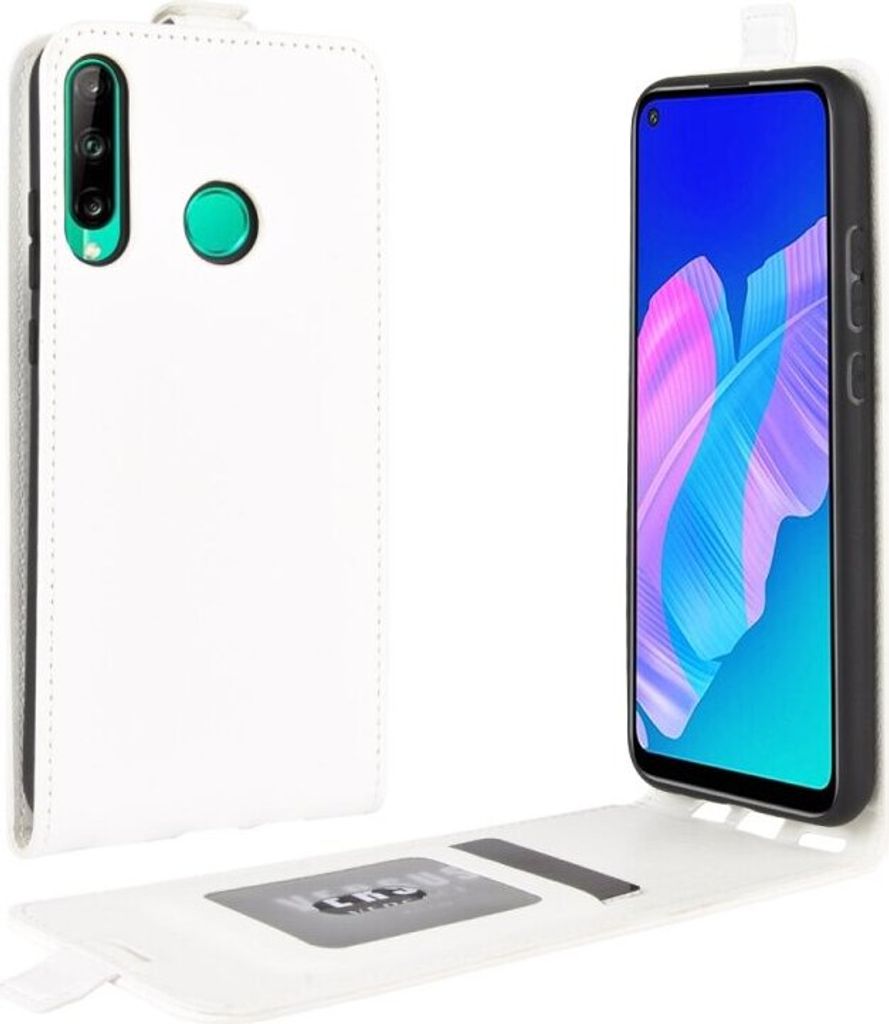 Flip Case Handyhülle für Huawei P40 Lite E Vertikal Schutzhülle Tasche Cover Weiß Bumper Smartphone Kartensteckplatz-Kreditkarte-Geldscheine EC...