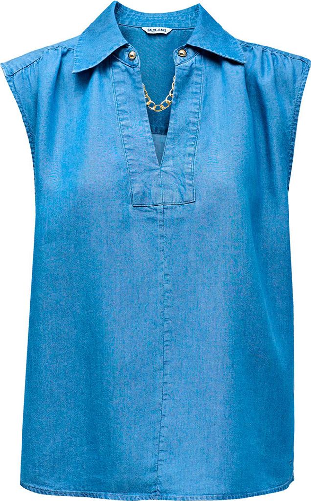 Salsa Jeans 21009425 Bluse Blau L Frau Blau L