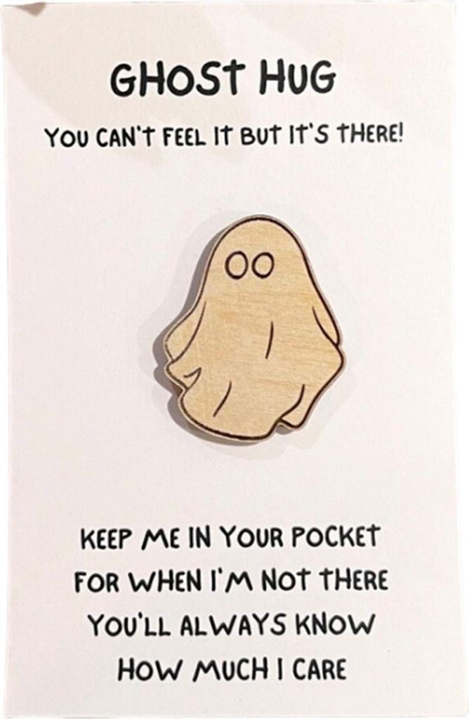 Ghost Pocket Hug Token Andenken-Geschenkkarte Holz Pocket Hug Token Ghost Pocket Hug Card Liebesgeschenk zum Valentinstag Geburtstagsfeier
