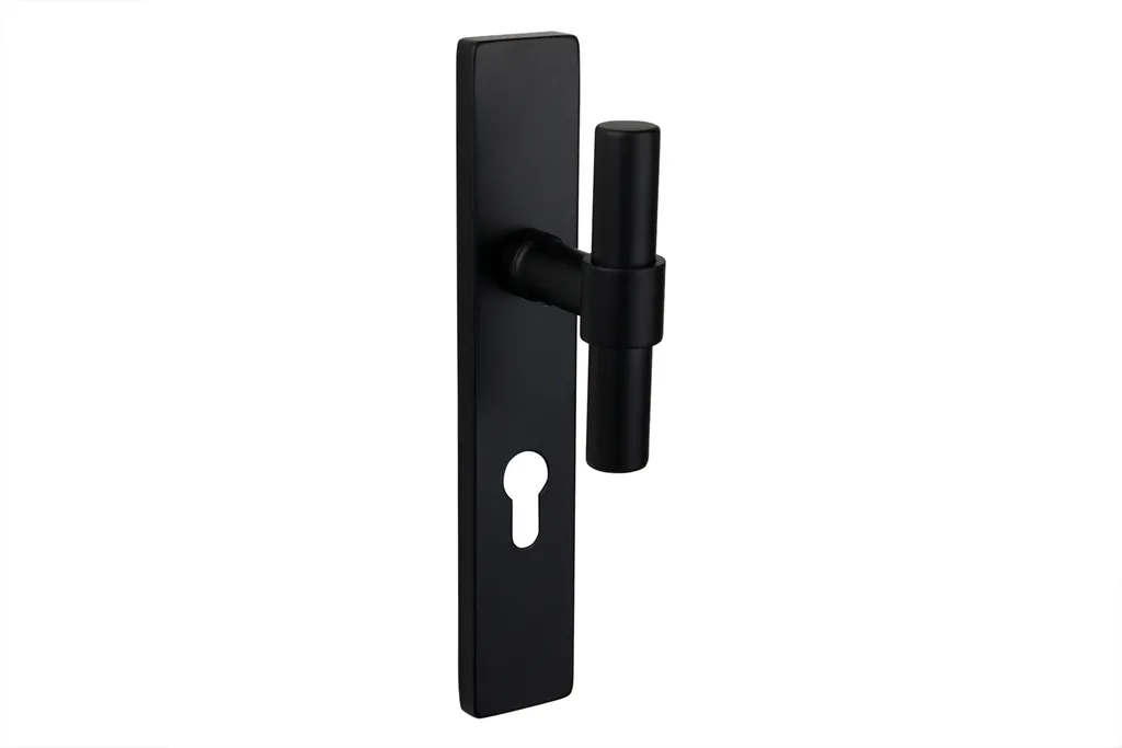 Poignée de porte Lavuzo Pesaro noire avec plaque PC72 - Kit complet