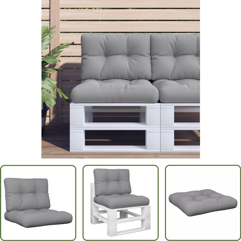 The Living Store Palettenkissen 2-tlg. Grau Stoff