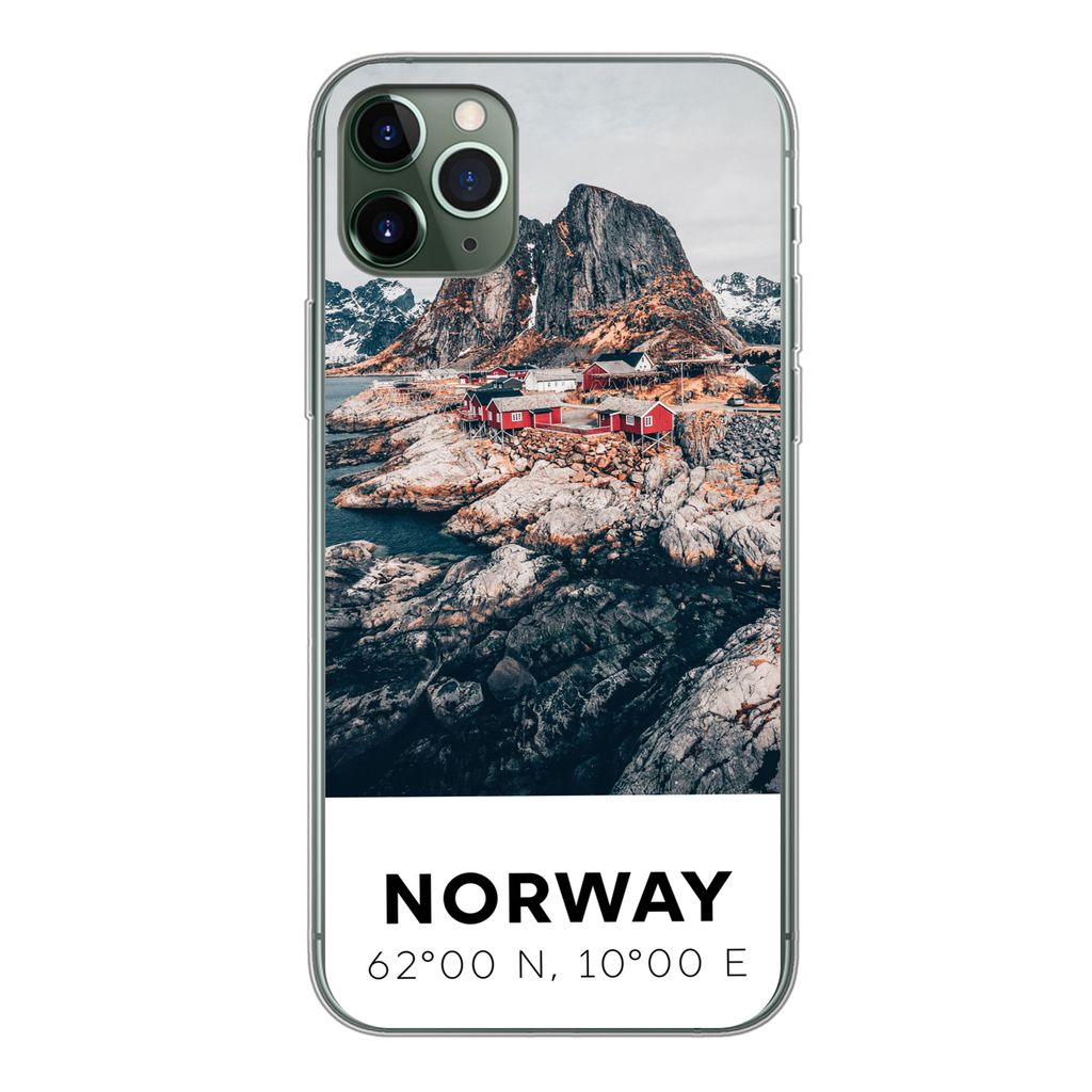 MuchoWow Handyhülle Schutzhülle Hülle für iPhone 11 Pro Max Norwegen - Wasser - Bergen Silikon Softcase Handy Hülle - Schutz