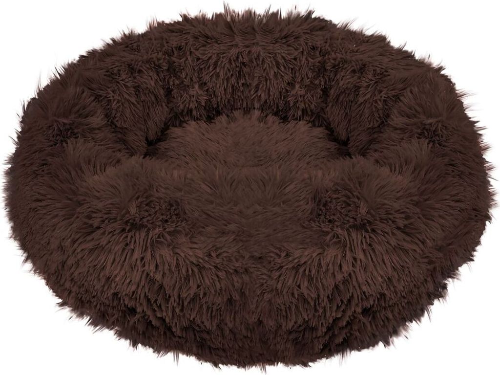 Plüsch Hundebett Katzenbett Hundekissen Hundekorb Schlafplatz Ø 80 cm - Braun