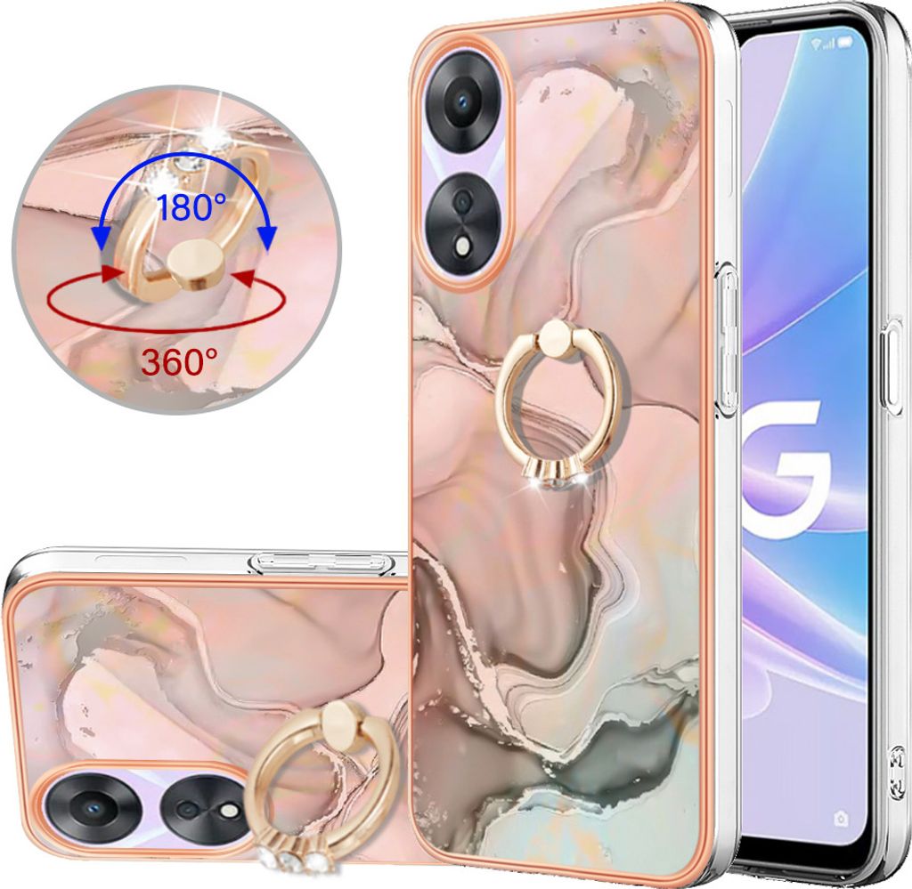 Oppo A78 / A58 Hülle, Muster TPU Silikon Stoßdämpfer Bumper Schutzhülle mit Ring Ständer für Oppo A78 / A58 Crème