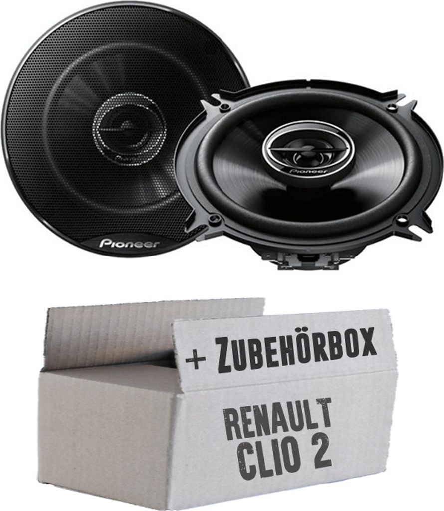 Pioneer TS-G1320F - 13cm 2-Wege Koax Lautsprecher - Einbauset passend für Renault Clio 2 Front Heck - justSOUND