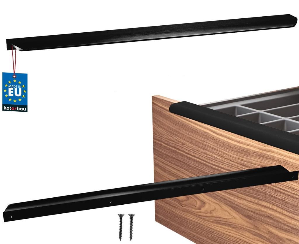 KOTARBAU Möbelgriff Schrankgriffe 500 mm Schwarz Matt ZnAl Hinterschraubgriffe Kantengriff Schubladengriffe Küche Modern