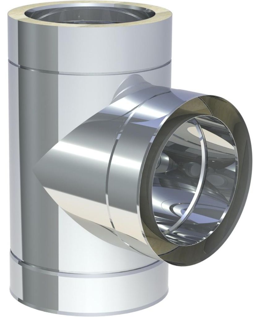 Jeremias DW-ECO 2.0 Edelstahl Abgassystem T-Anschluss 90 Grad Innendurchmesser 300mm doppelwandig für Öl Gas Festbrennstoffe
