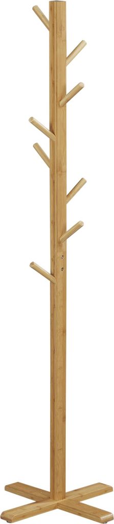 Garderoben-Ständer mit 8 Haken, Naturholz 178x49,5cm für Kleider und Hüte