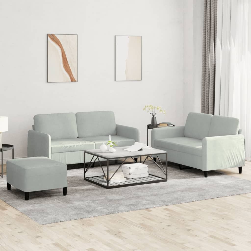 Maison Exclusive - 3-tlg. Sofagarnitur Hellgrau Samt