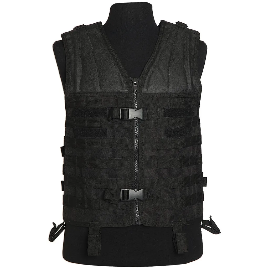 Gilet Tactique de Combat Noir avec Passants Molle pour Équipement