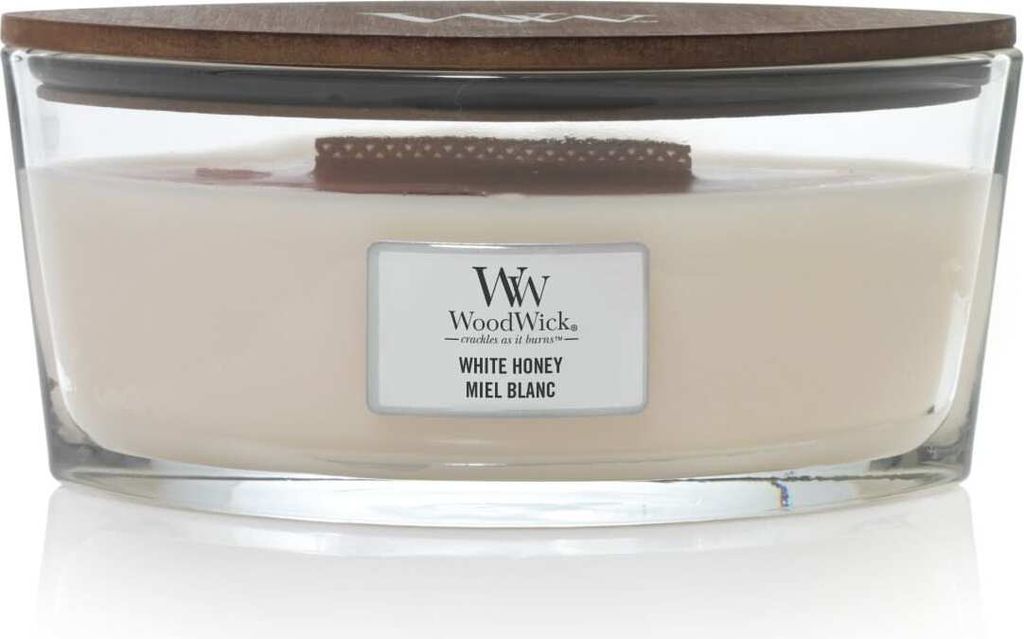 White Honey - Ellipse 453g Duftkerze mit Holzdocht von Produktbild 