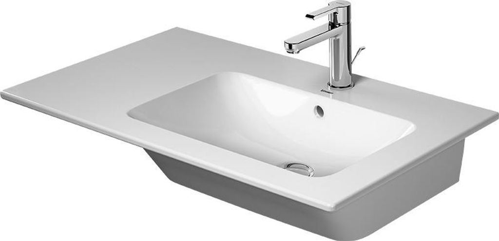Duravit Möbelwaschtisch ME by Starck mit Überlauf, mit Hahnlochbank, 830 x 490 mm, ohne Hahnloch, Becken rechts weiß