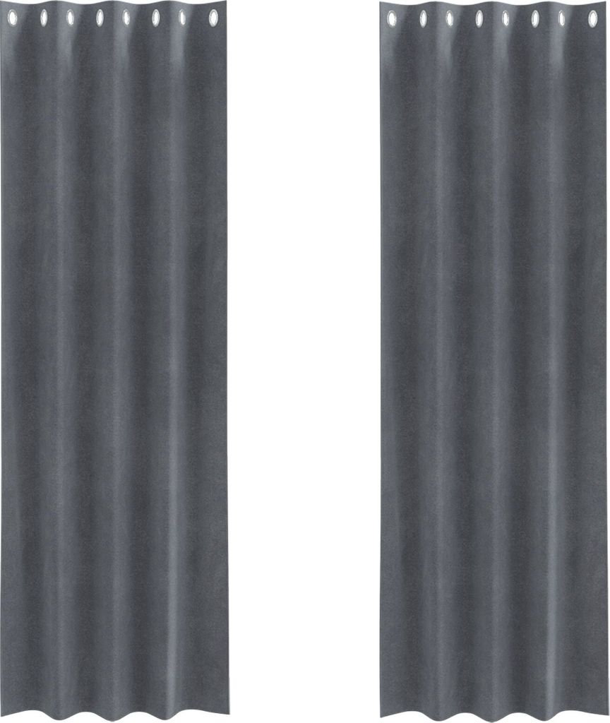 Möbel Verdunkelungsvorhänge mit Ösen 2 Stück Super Hellgrau Samt - Gardinen & Vorhänge 4107286