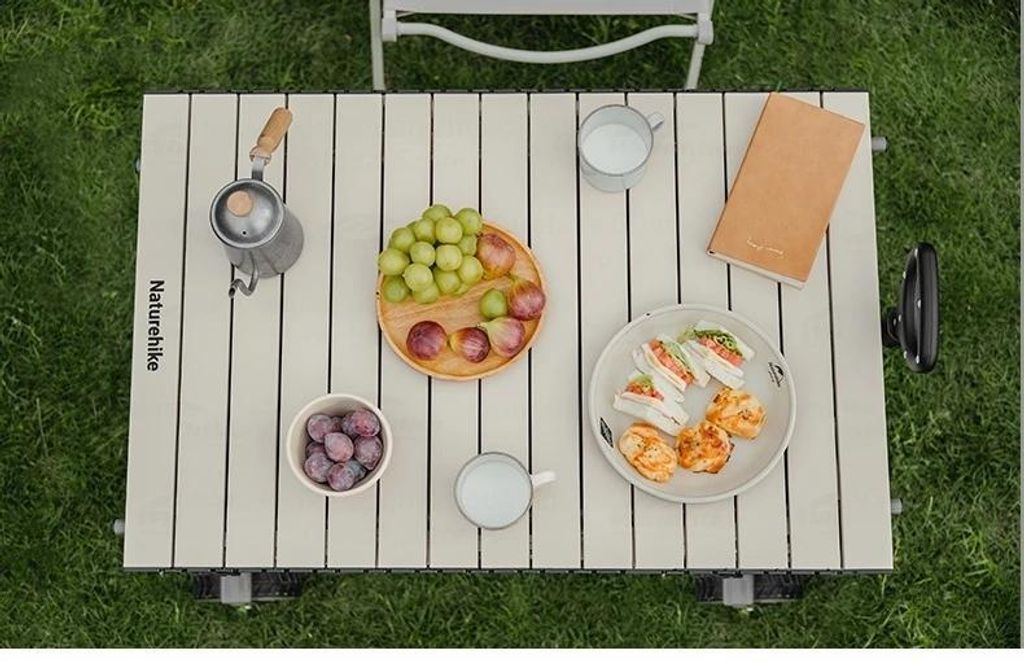 Klappbare Wagen-Tischplatte - Rolltisch für Camping - Universal für Bollerwagen - Kohlenstoffstahl & PP - 87x59 cm - Farbe Sandstone
