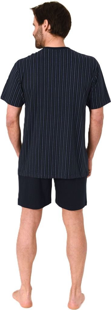 Normann Herren kurzarm Schlafanzug Shorty gestreift aus 100 % Baumwolle - auch in Übergröße ; blau , 64