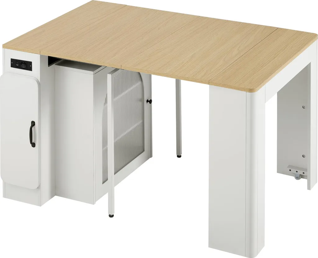 Desserte de Cuisine Extensible avec LED et Multiprise pour Petit Espace - 13