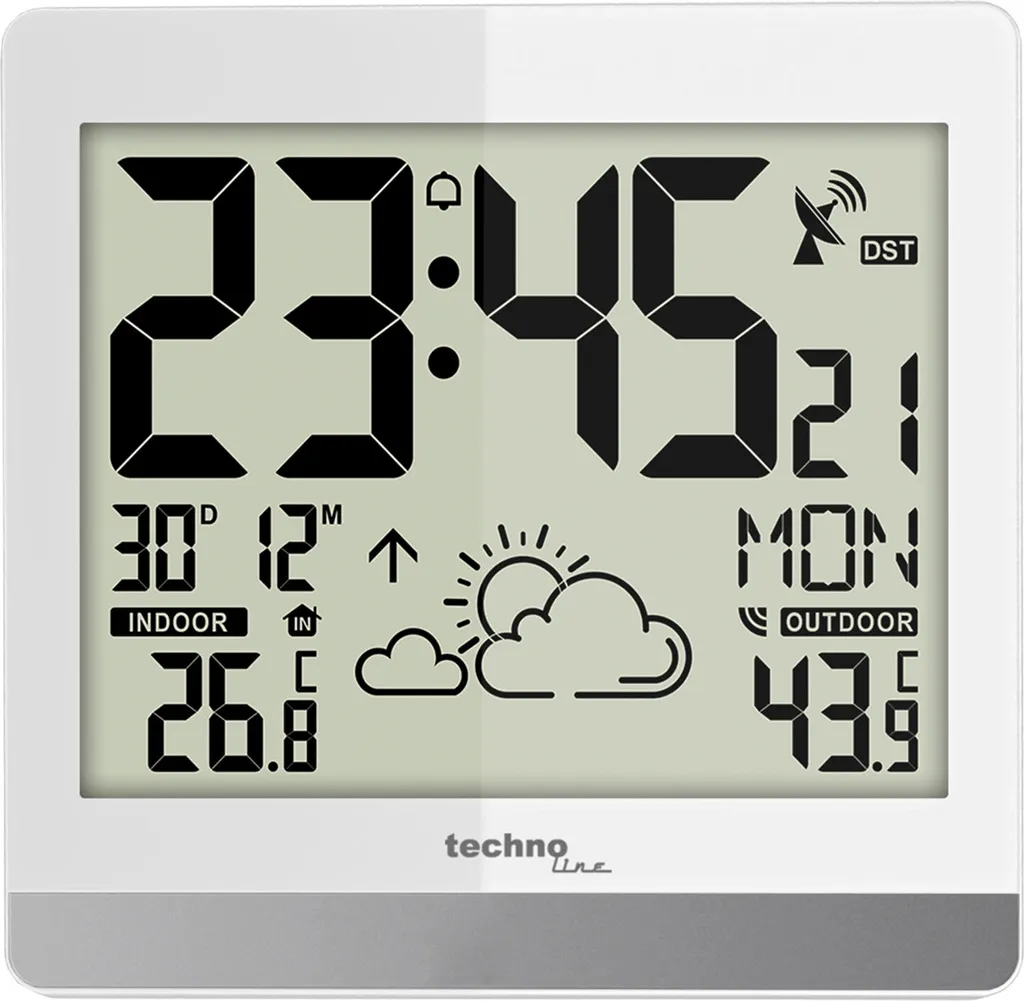 Technoline WS 8119 Horloge murale blanche silencieuse à réglage par radio