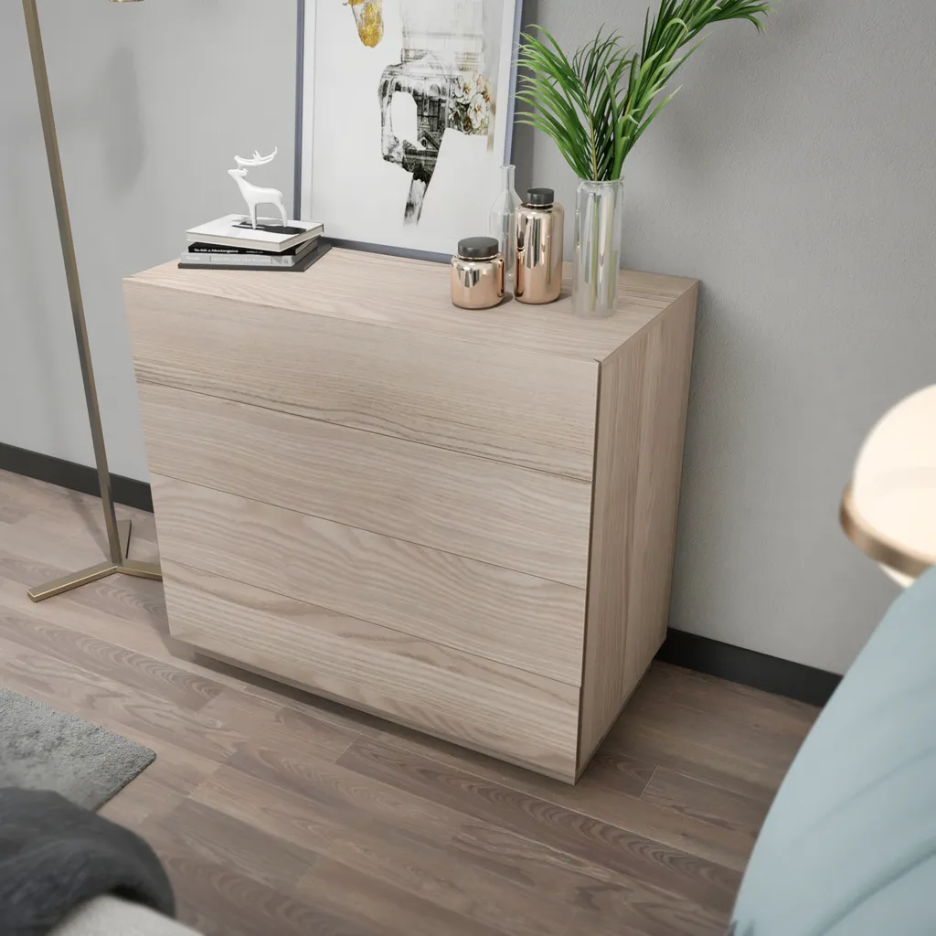 Commode Lines 4 tiroirs aspect bois Cordoba avec finitions de qualité