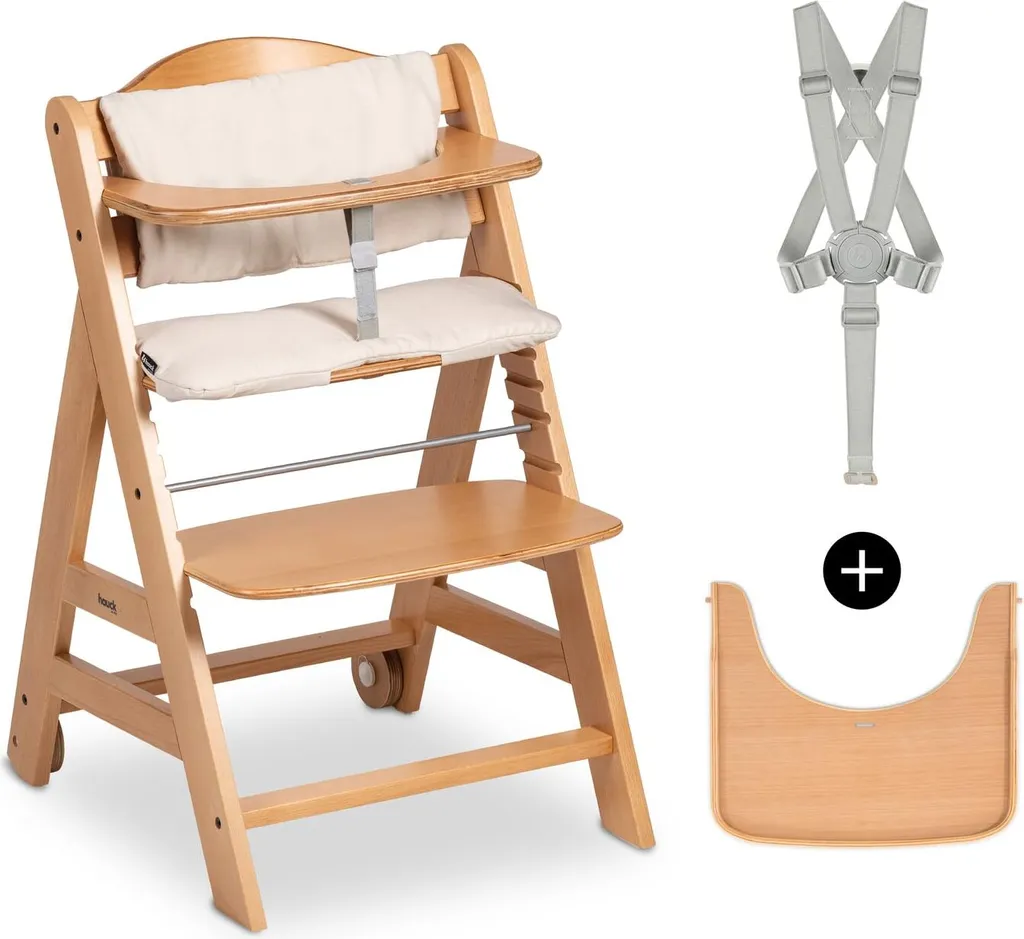 Chaise Haute en Hêtre Durable hauck Beta+ Natural Design Ergonomique