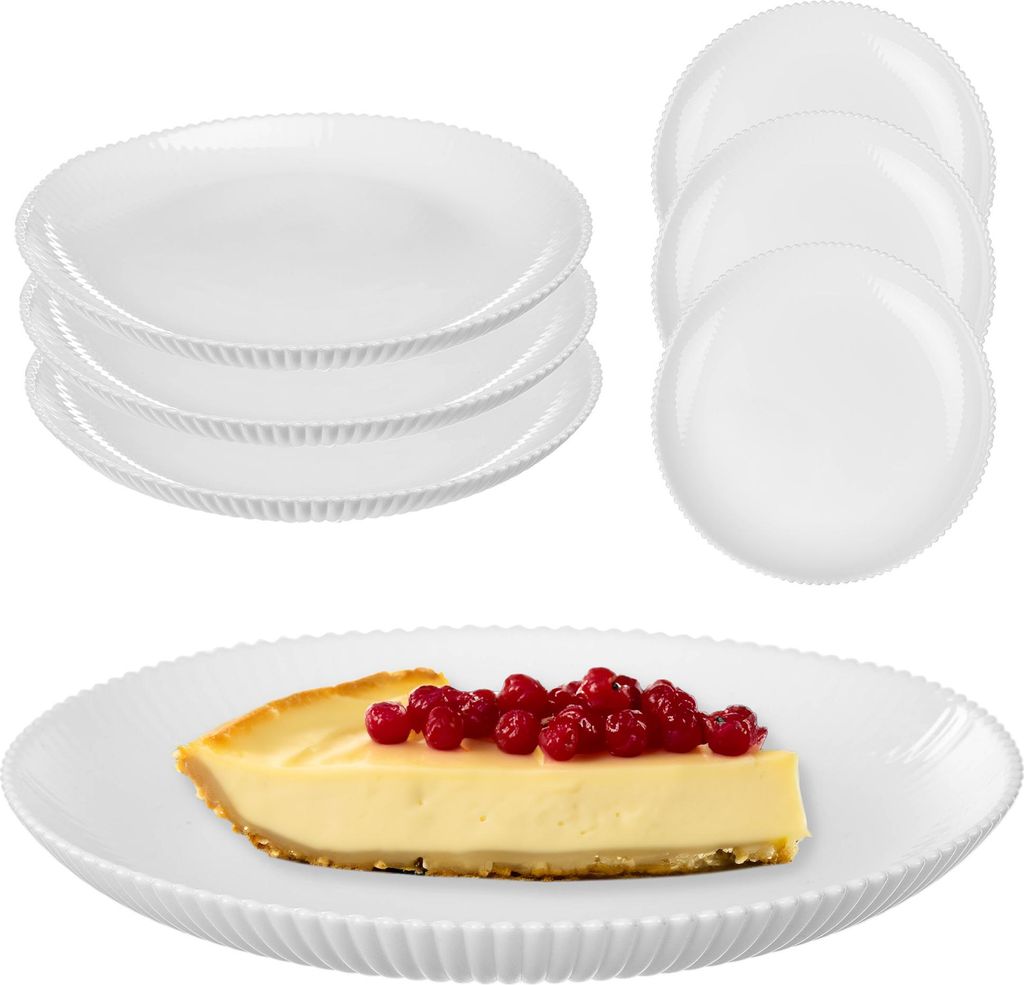 KADAX Dessertteller 19 cm im 3er Set, weiße Frühstücksteller aus Opalglas, Kuchenteller, kleine Teller für Kuchen, Dessert & Frühstück, Spül...