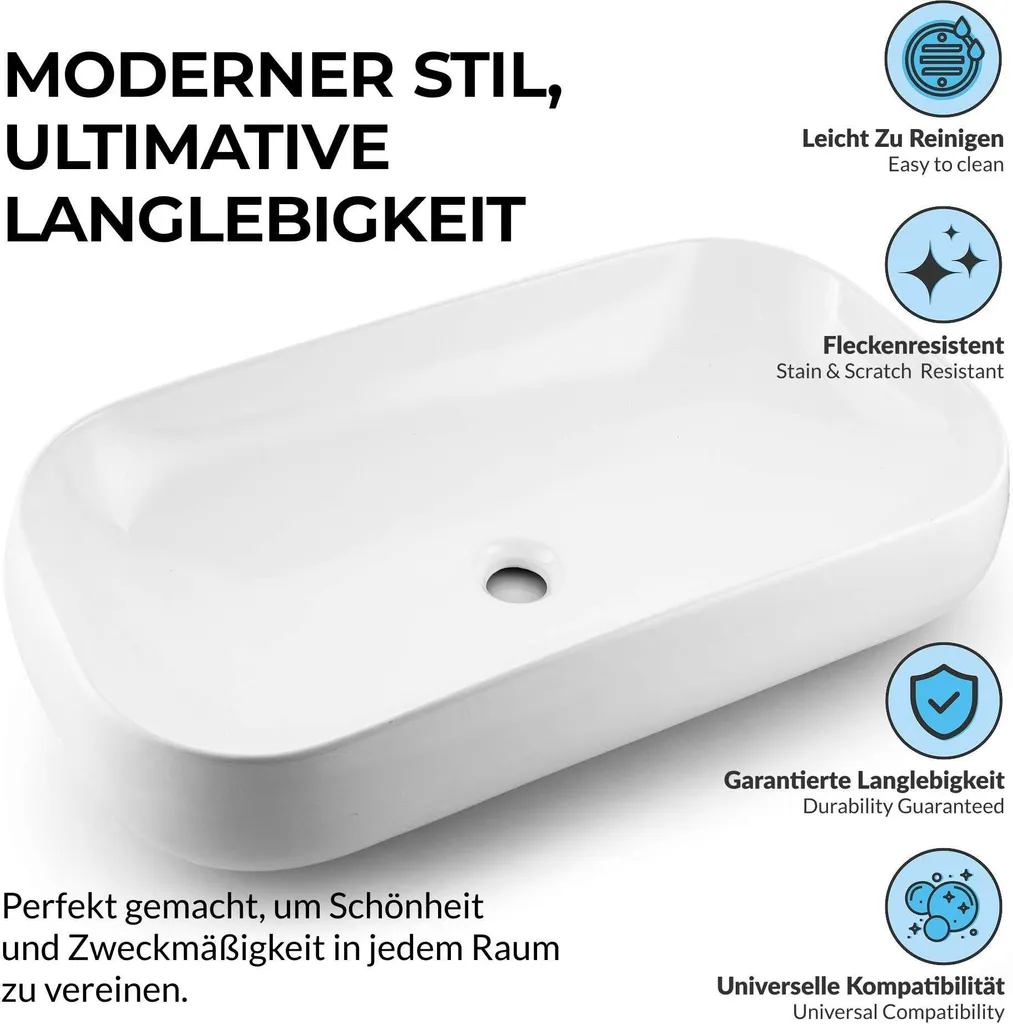 Lavabo Design Jaqueline 715mm Paula | Ceramica Bianca da Sogno