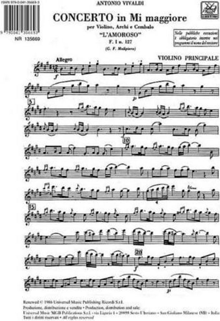 Konzert E-Dur F.I:127für Violine, Streicher und Bc