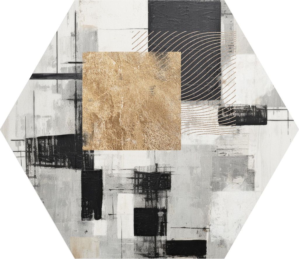 DEQORI Fototapete Sechseck 150x130 cm 'Schimmernde Ordnung' Wand Tapete Leinwand Sticker